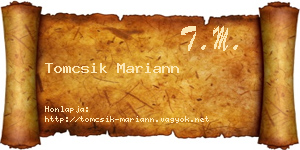 Tomcsik Mariann névjegykártya
