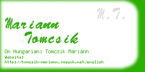 mariann tomcsik business card